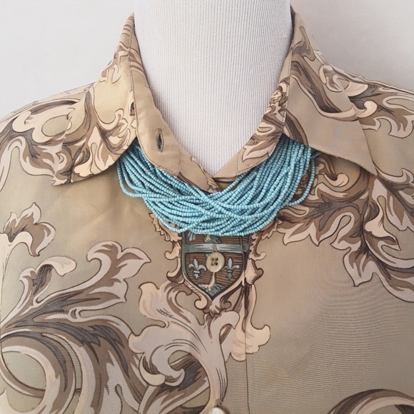 ELLEN TRACY LINDA ALLARD 100% SILK ROYAL CREST PRINT - Picture 5 of 8